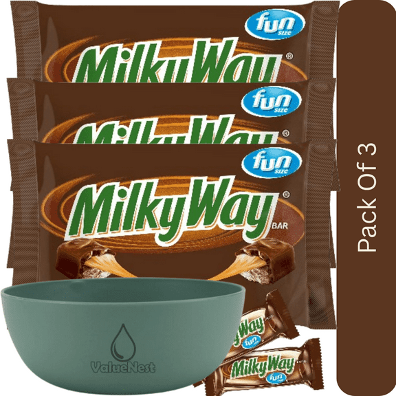 Milky Way Milk Chocolate Fun Size Candy Bars, 10.65 oz Bag with olive green bowl by ValueNest