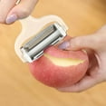 thumbnail image 4 of Multi-Functional 3-in-1 Peeler | Stainless Steel & Plastic Handle | Fruit & Vegetable Rotating Slicer | Potato Carrot Cucumber Apple Pear Peeler | Built-In Eye Remover | 17x7.5x3.4cm | Easy Clean, 4 of 5