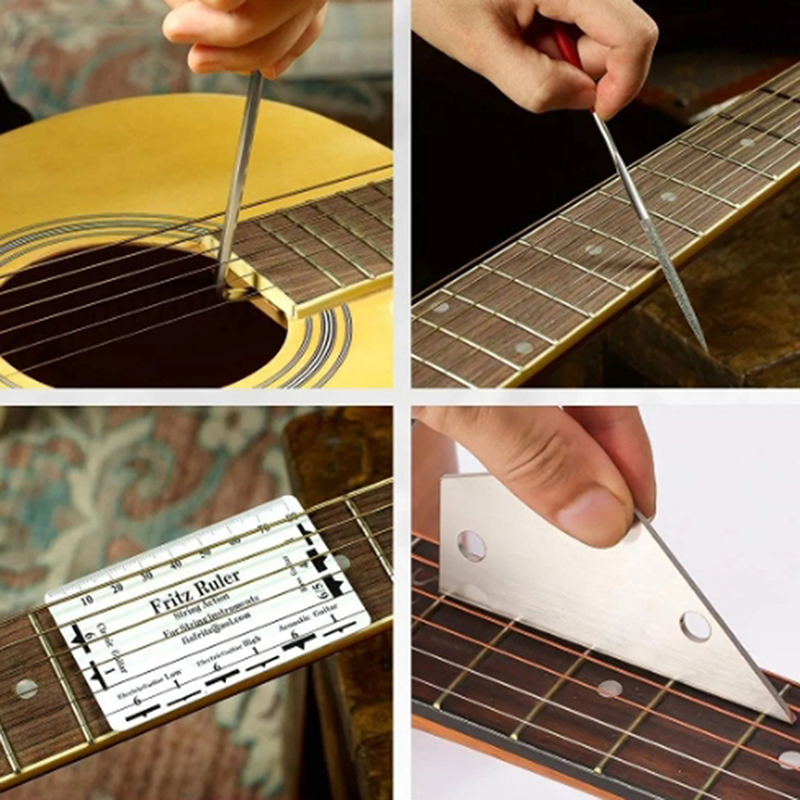 25pcs Guitar Tool Kit With Carry Bag Repair Maintenance Tools String Action Ruler Luthier File Guitar Bridge Pins Guitar Ukulele