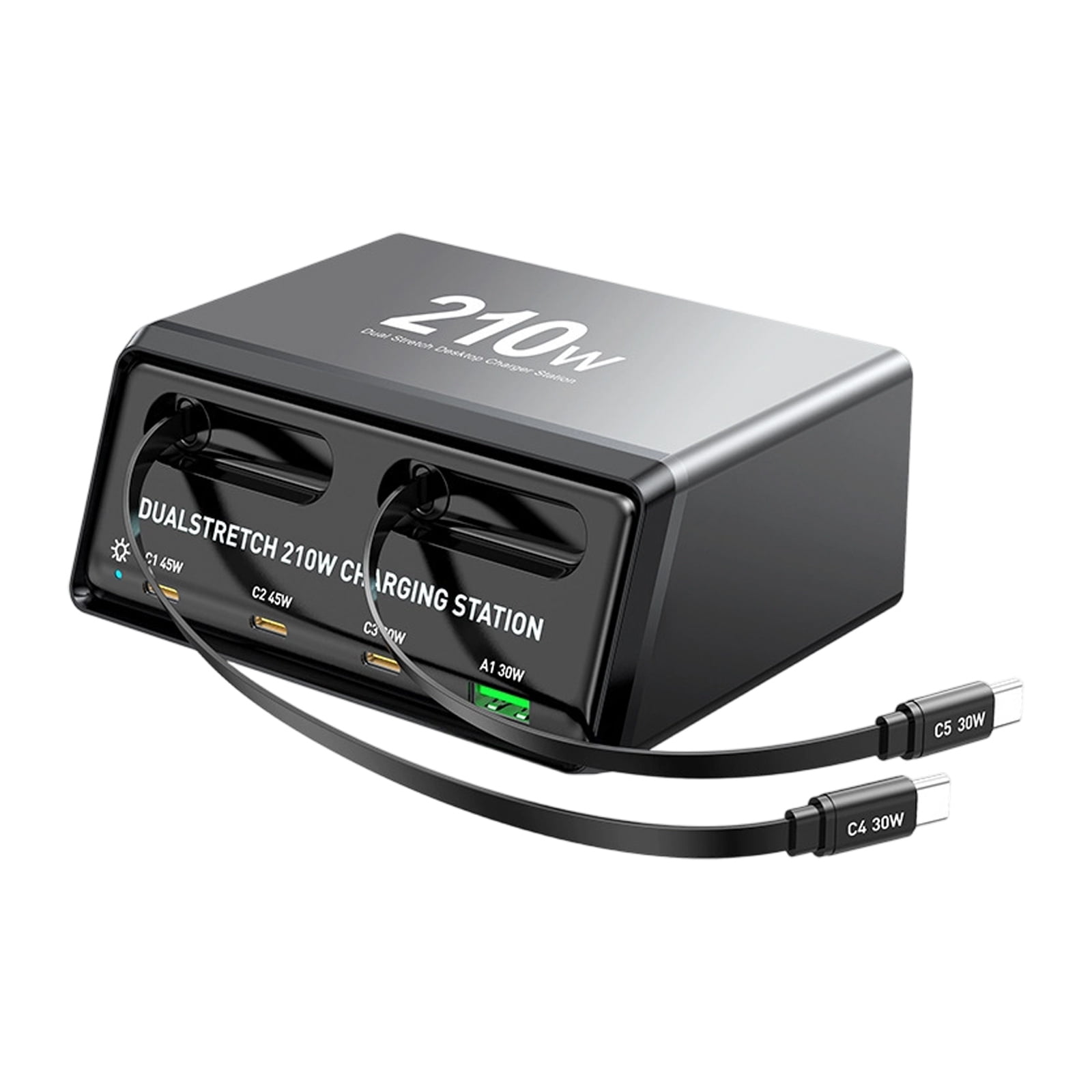Compact Retractable Cable Chargers 210W for Phones Tablets Laptops Multi Port Design Efficient Charging