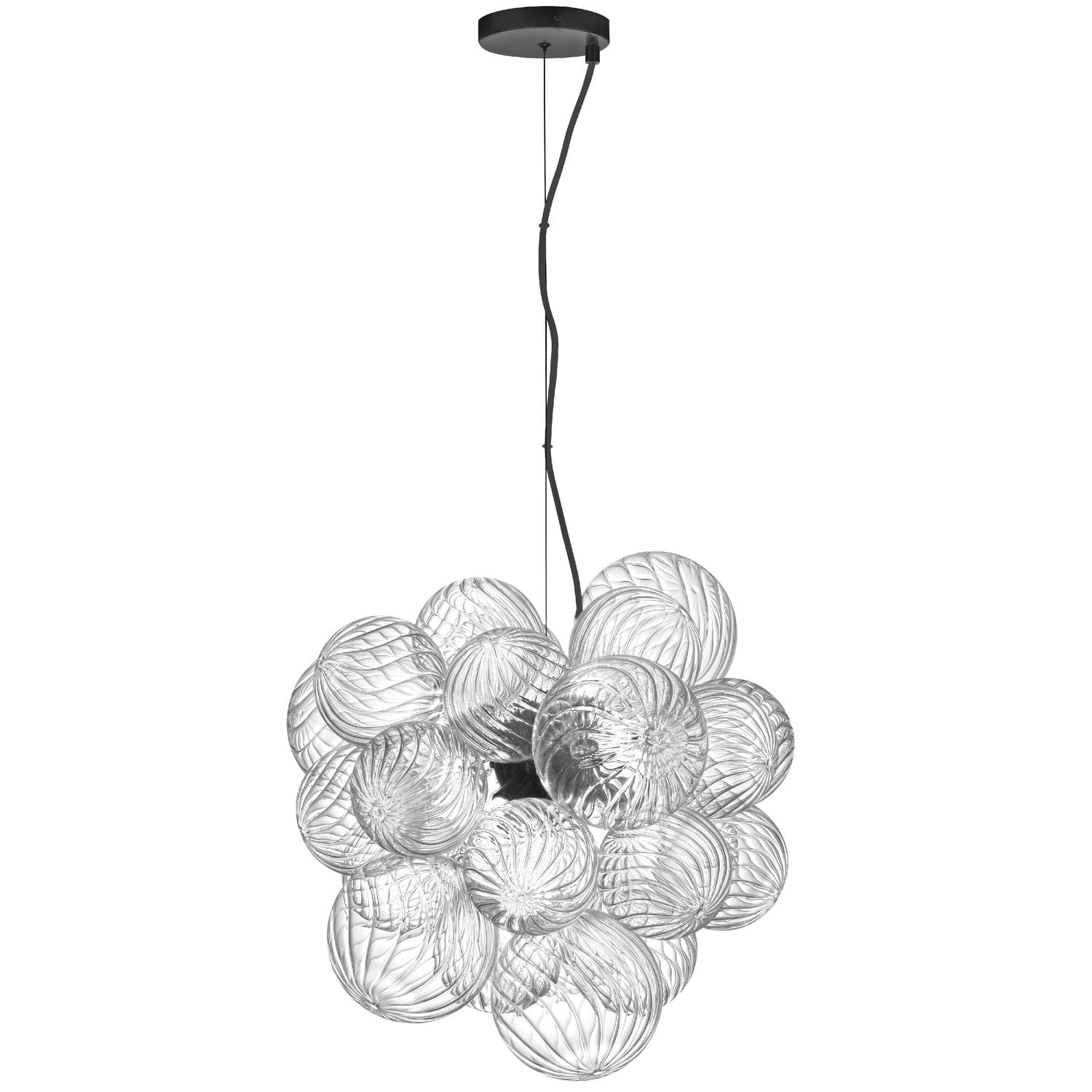 Charlize 6 Light Pendant - Matte Black - Clear Spiral Glass