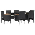 thumbnail image 3 of vidaXL 7 Piece Patio Dining Set with Cushions Black, 3 of 10