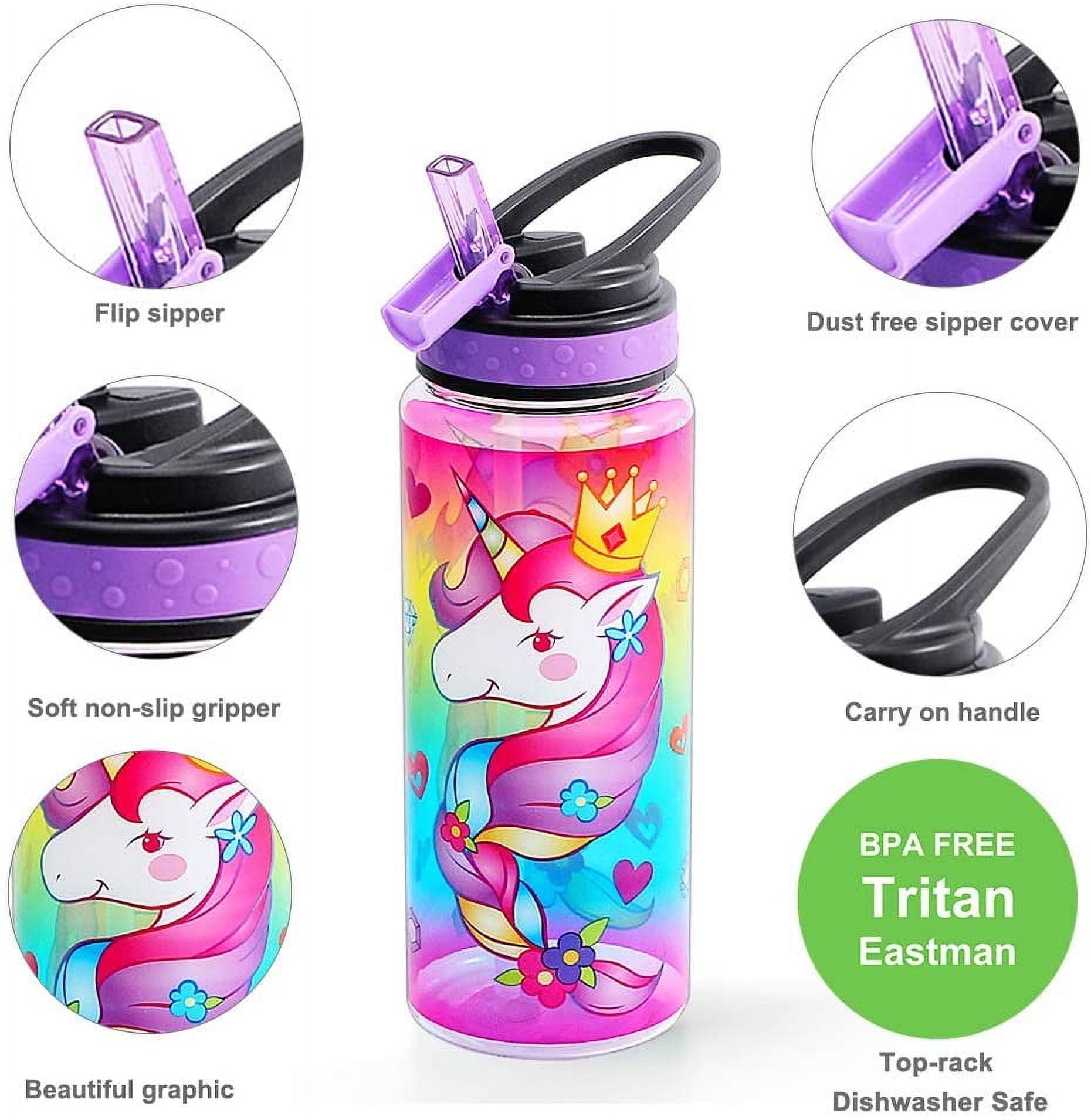 Glitter Water Bottle for Women Teen Girls, BPA Free Tritan & Leak Proof One Click Open Flip Top & Easy Clean & Soft Carry Handle, 30oz / 900ml