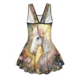 thumbnail image 5 of Uourmeti Girls' Floral Crown White Horse Print Skirted One-Piece Swimsuit - Soft Stretchy Quick Dry Swim Dress for Beach & Pool Vacation, 5 of 8