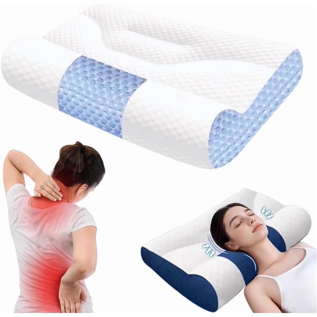 Sleep Enhancing Cervical Support Comfort Goose Down Pillow, 2025 New Ergonomic Goose Down Pillow, Sleep Aid Pillows Cervical Support Comfort Ergonomic Slleep Enhancing Pillows