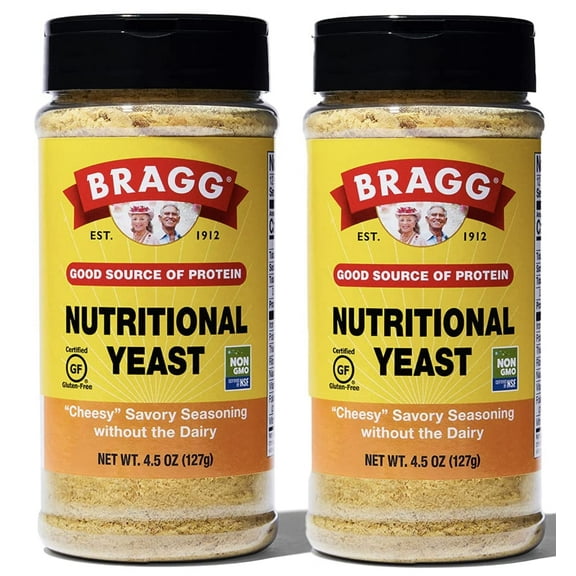 Bragg Premium Nutritional Yeast Seasoning - Vegan, Gluten Free – Good Source of Protein & Vitamins – Nutritious Savory Parmesan Cheese Substitute (Original, 4.5 Ounce (Pack of 2)