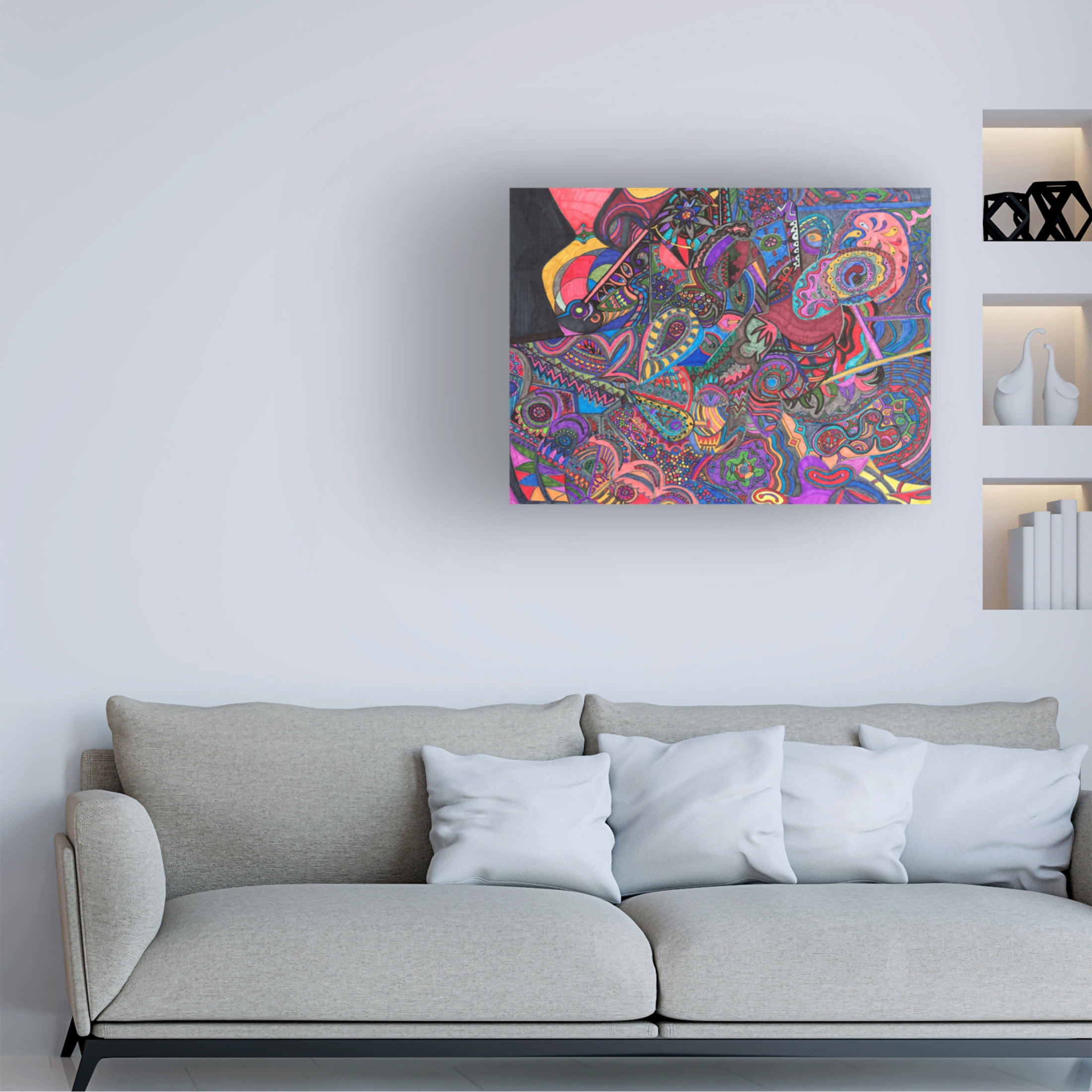Canvas Wall Art - Ellen Kossoff 'Snakes And Wallpaper' Wall Art for Living Room, Bedroom, or Office Décor by Trademark Fine Art - 47 x 35 Inches