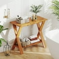 thumbnail image 2 of Costway 35.5-Inch Long Entryway Table with Storage Shelf Solid Teak Wood Console Table, 2 of 10