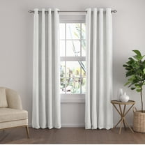 Noble Linens White Linen Blend Energy Saving Grommet Curtain Panel, 50" x 84" 2 Panels