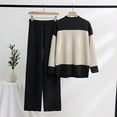 thumbnail image 3 of Scyoekwg Clearance Womens 2 Piece Outfits Sweater Set Loose Fall Outfits Color Block Crewneck Long Sleeve Tops Wide Legs Pants Casual Outfits Casual Fashion Matching Sets (Black,S), 3 of 3