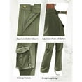 thumbnail image 6 of AILIYIL Cargo Pants Women High Waist Casual Pants Wide Leg Pants Baggy Streetwear Trousers 6 Pockets (Green,XXL), 6 of 7