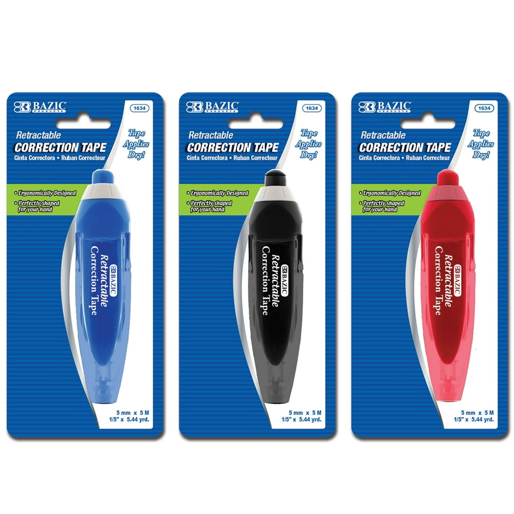 BAZIC Retractable Correction Tape 5 mm x 196", Easy to Use Applicator