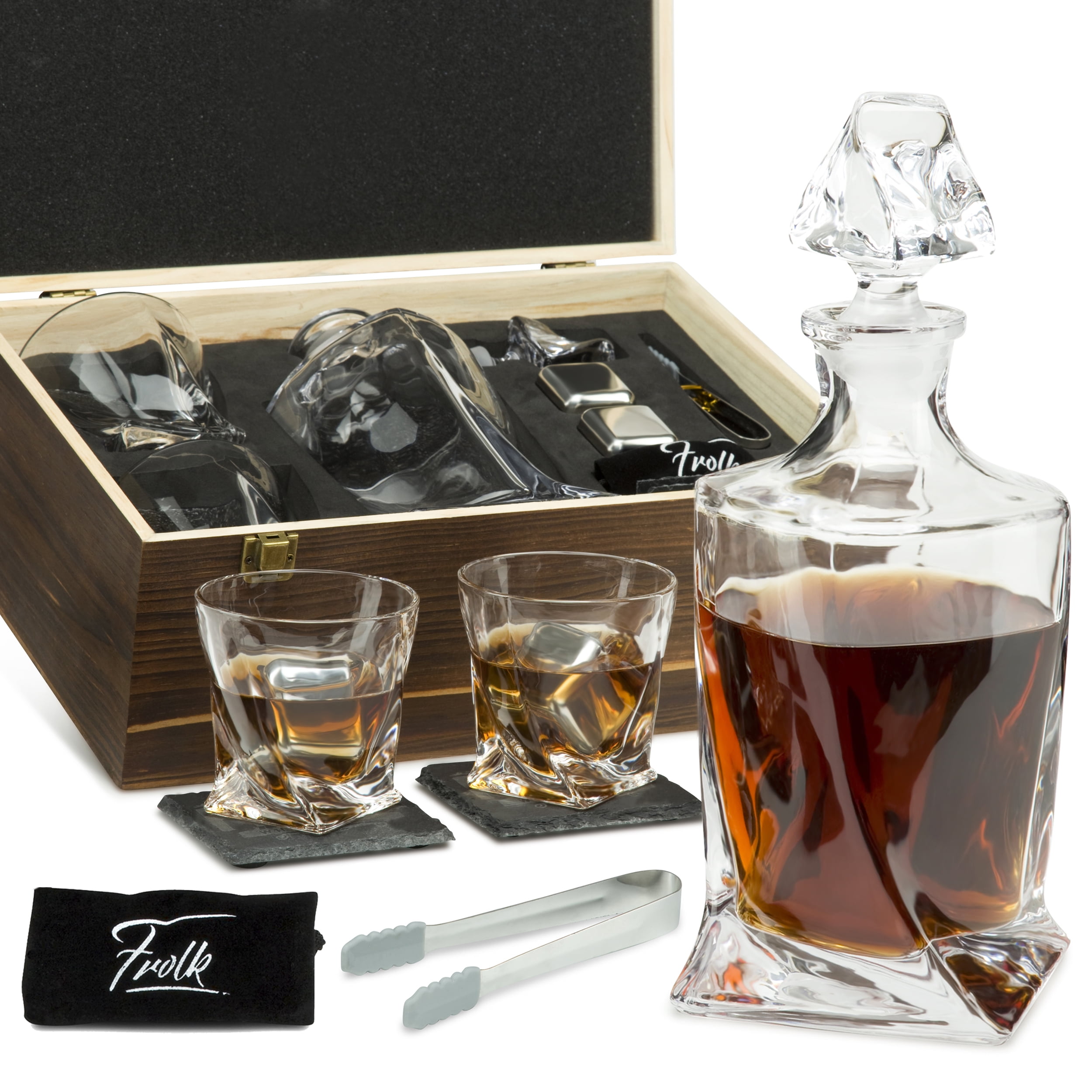 Whiskey Stones and Stainless Steel Wine Tumblers Gift Set  