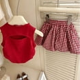 thumbnail image 5 of SGFCWSX Girls 2 Piece Outfits Sleeveless Bow Knot Tank Tops Plaid Skort Summer Casual Clothes Set Red Size 3T, 5 of 8