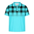 thumbnail image 4 of BiZtdJrK Mens Casual Button Down Lapel Collar Polos Shirt 2025 Summer Fashion Plaid Print Short Sleeve Shirts Big and Tall Golf T-Shirt Loose Fit Tops Sky Blue M on Sale Clearance, 4 of 6