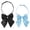 Black&Light Blue, variant on Women's Pre-tied Bowknot Adjustable Neck Strap Cute Bowtie 2 Pcs Black&Blue Stripes