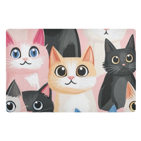 Cute Cartoon Cats Floor Door Mat Outdoor Indoor for Home Entrance Welcome Mats 32"x20"