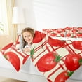 thumbnail image 4 of Manfei Kawaii Tomato Full Size Comforter Sets for Teen, Cartoon Fruit Print Bedding Comforter Set, Red Stripes Buffalo Reversible Bedding Sets, Lightweight Room Decor, 3-Piece, 4 of 8