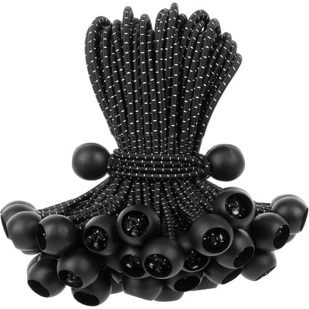 

Bungee Cords with Balls 50 PCS- Ball Bungee Cords 4 Inch Heavy Duty Elastic Cord Ball Bungee Canopy Tie Downs Tarp Bungee with Balls for Camping Shelter Cargo Tent Poles UV Resistant