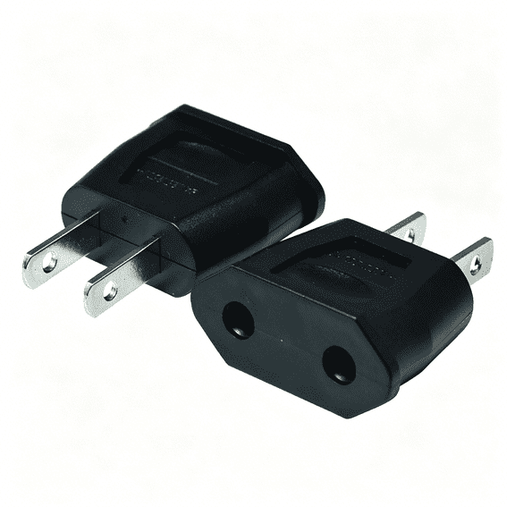 GJX Socket Plug Adapter Europe Eu Euro to Us Travel Charger Ac Power Converter 2Pcs(Black)
