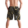 thumbnail image 3 of Dailycode Men's Quick Dry Swim Trunks Beach Shorts Casual Summer Board Shorts with Pockets, Luxury Black Gold Marble, 3 of 8