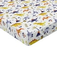 thumbnail image 2 of Ambesonne Jurassic Fitted Sheet 2 Pcs Set, Dinosaurs, King, White Ceil Blue Yellow, 2 of 3