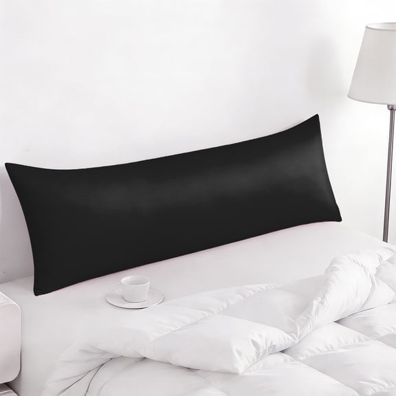 Lorviah Satin Body Pillowcase, Ultra Soft & Breathable 20"x54" Cover for Hair & Skin, Hypoallergenic, Hidden Zipper Closure, Black
