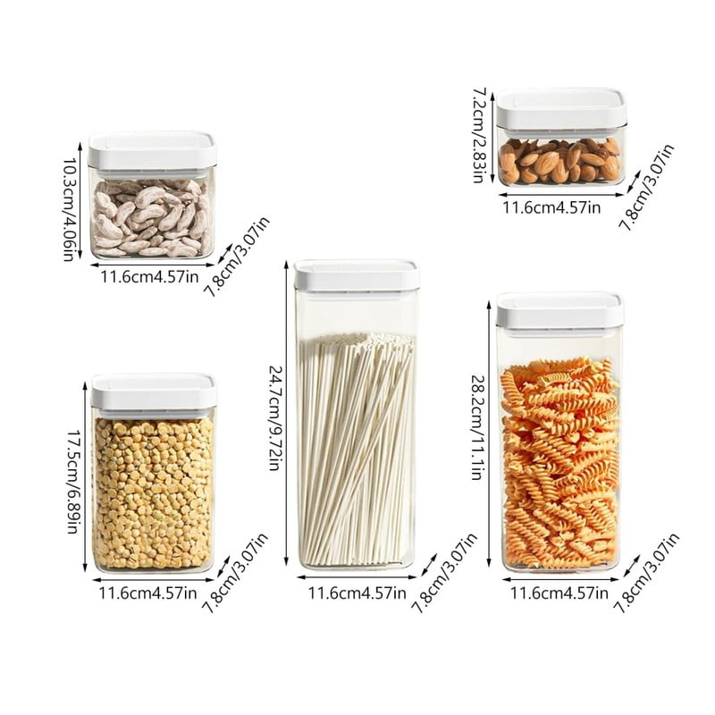 Airtight Food Storage Container with Lid  Sealed Acrylic Stackable Canister for Kitchen Pantry Organizer