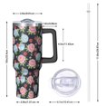 thumbnail image 2 of 40oz Pioneer Flower Floral Print Pattern Insulated Tumbler with Handle, BPA-Free Leak Proof Lid and Straws, Double Wall Vacuum, Hot 12h/Cold 34h, 2 of 6