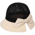 thumbnail image 2 of CoCopeaunts Summer Bucket Hat for Women Split Brim Bow Decor Dome Mesh Basin Hat Anti UV Two-Color Patchwork Fisherman Hats, 2 of 8