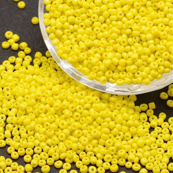 1 pound 6/0 Glass Seed Beads Grade A Round Opaque Colours Yellow 3.6~4.0mm Hole: 1.2mm 5000pcs/pound