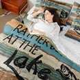 thumbnail image 4 of Homewish Adult Hunting and Fishing Bedding Comforter Set 7pcs, Vintage Lake House Queen Bedding Sets, Rustic Farmhouse Reversible Queen Sheet Sets, Lightweight Room Decor, 4 of 7