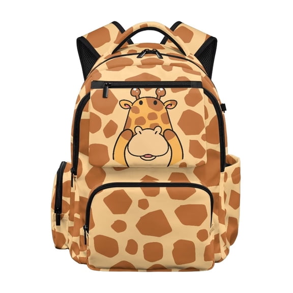 Pzuqiu Cute Giraffe Print 17 Inch Kids Backpack Ultra-Soft Padded Straps Large Capacity Laptop Lightweight School Bag for Boys Girls 6-10 Years Elementary School Students
