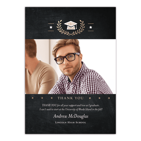 Golden Stars Graduation Thank You Card