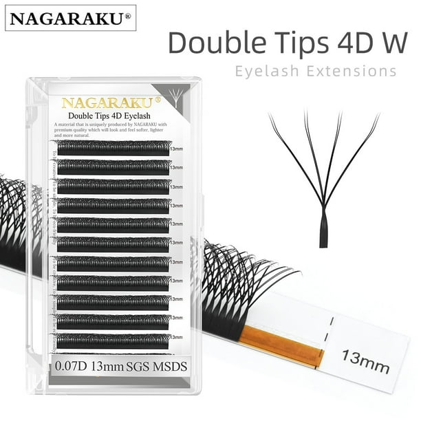 NAGARAKU Doble Puntas 4D W Forma Extensiones De Pestañas Blister Premade Fans 12 Líneas/Tray