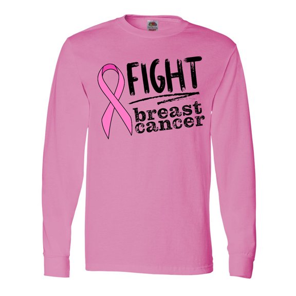 Inktastic Fight Breast Cancer Pink Ribbon Long Sleeve T-Shirt