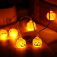 thumbnail image 4 of Halloween String Lights 2Pcs 9.8ft 20 LED Skeleton Pumpkin Ghost Bat Hanging Fairy String Lights for Window Courtyard, 4 of 8