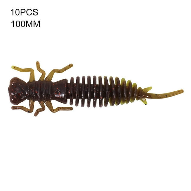 10 Pcs Appâts d'Insectes Simulés Leurres de Pêche Portables 2 en 1 Appâts de Pêche Souples Réutilisables 100MM Type N