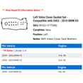 thumbnail image 2 of Left Valve Cover Gasket Set - Compatible with 2002 - 2010 BMW X5 2003 2004 2005 2006 2007 2008 2009, 2 of 2