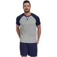 thumbnail image 7 of Iceglad Mens Pajama Set 2 Piece Short Sleeve Sleepwear Lounge Set Soft Quick Dry Lightweight Summer PJs Crew Neck Top & Shorts Casual Homewear with Pockets, 7 of 7