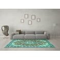 thumbnail image 3 of Ahgly Company Machine Washable Indoor Square Persian Turquoise Blue Traditional Area Rugs, 5' Square, 3 of 4