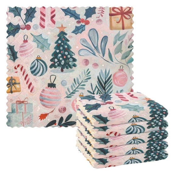 6 Pieces of Kitchen Towels 11x11Inch Kitchen Dish Cloths Kitchen Dish Towels Reuseable Cleaning Cloths Christmas Gift