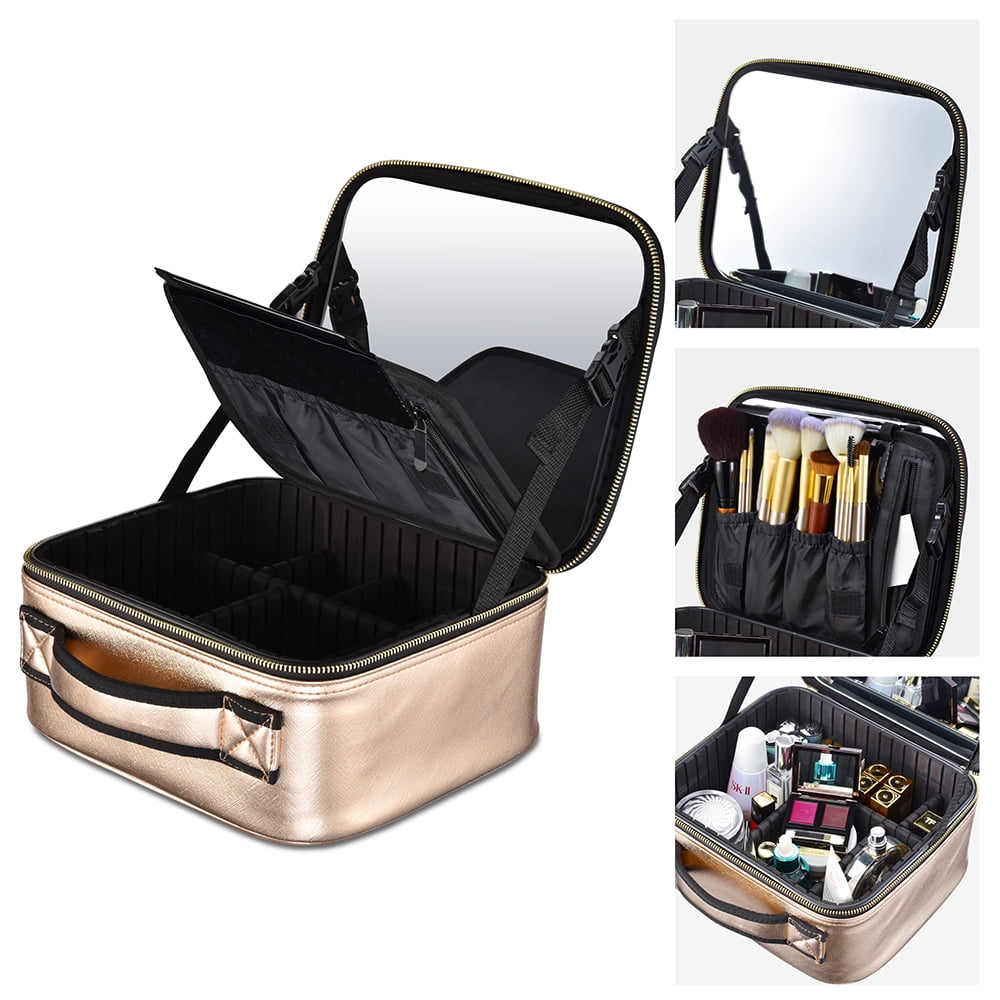 Byootique Small Makeup Case Cosmetic Bag Storage Box Mirror Toiletry