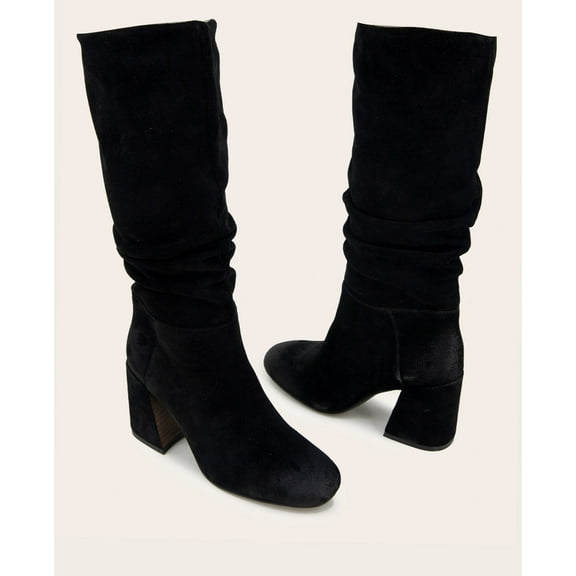 Gentle Souls BLACK Women's Iman Suede Zip Bootie, US 5.5