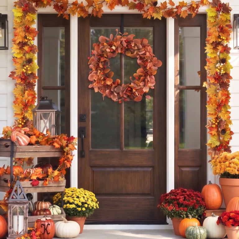Scidweet 22 Inch Fall Wreath, Artificial Eucalyptus photo 7