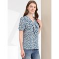 thumbnail image 4 of INSPIRE CHIC Women's Floral Print Rufle Button Up Puff Short Sleeves Blouse Top, 4 of 6