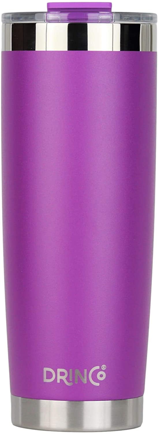 DRINCO® 20oz Insulated Tumbler w/Spill Proof Lid, 2 Straws(Purple