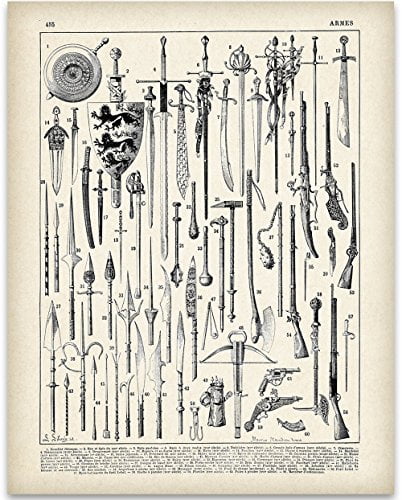 Vintage French Weapons Illustration Art Print - 11x14 Unframed Art ...