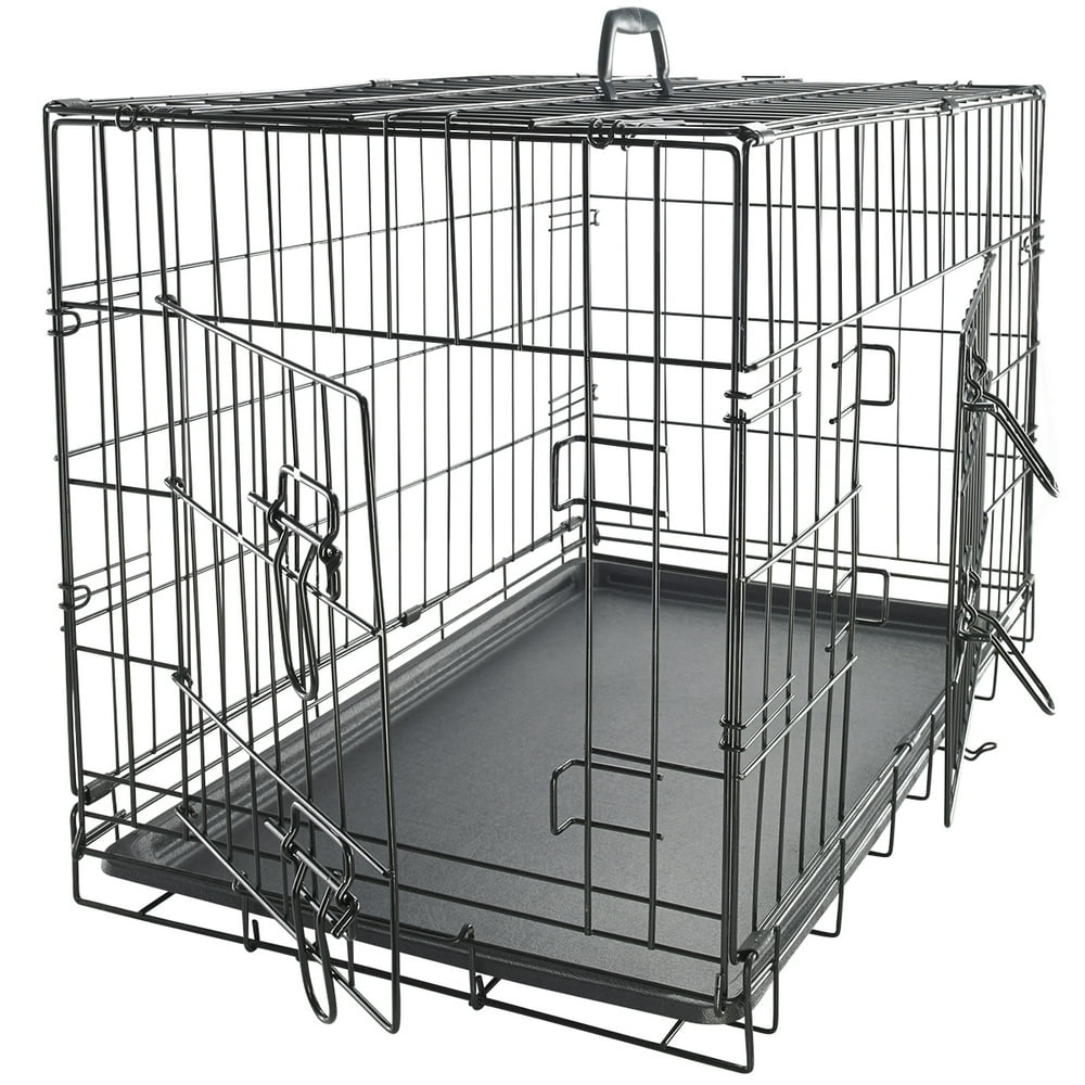 Paws & Pals Wire Dog Crate with Tray, Double Door, Large, 42"L
