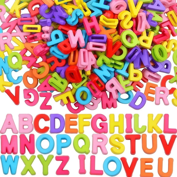 200pcs 0.48in Colorful Letter Beads, Plastic Resin Initial A-Z Large Alphabet Beads for Jewelry Making, Bulk Beads for DIY Making Bracelet Keychains Craft